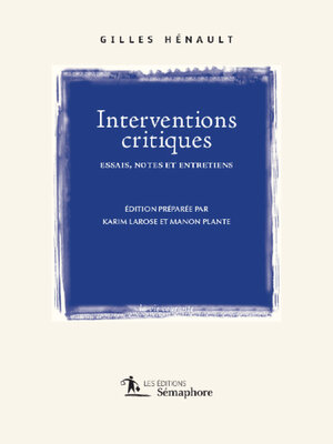 cover image of Interventions critiques